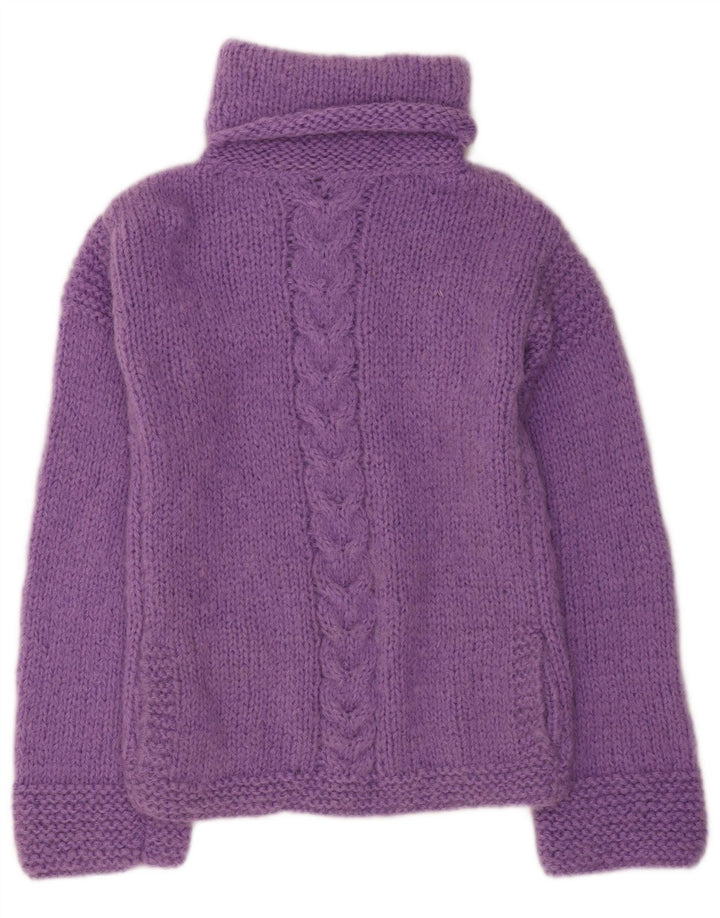 Vintage Dame Roll Neck Jumper Sweater UK 12 Medium Lilla Uld