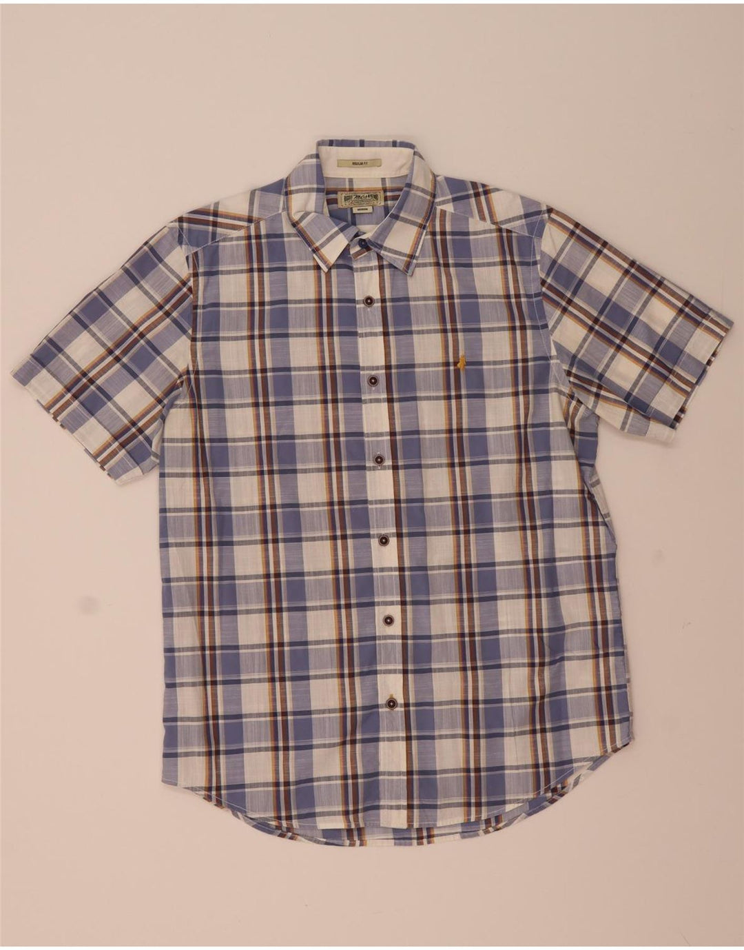 Marlboro Classics Kortærmet Herre skjorte med normal pasform Medium Blue Check