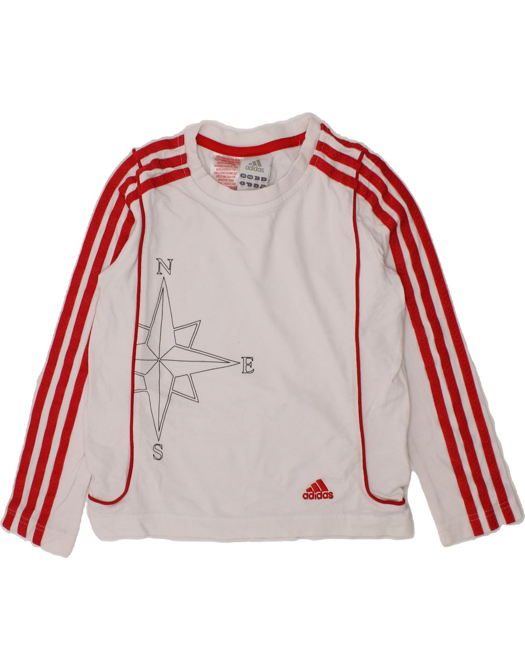 ADIDAS Boys Graphic Top Long Sleeve 5-6 Years White Cotton Vintage Adidas and Second-Hand Adidas from Messina Hembry 