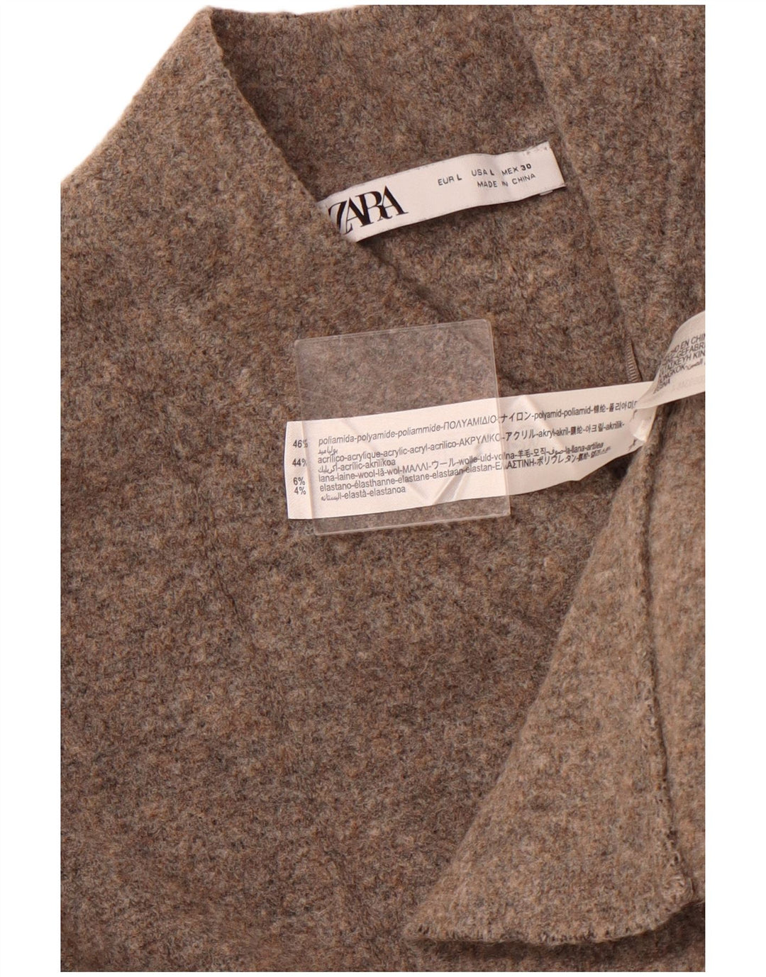 ZARA Womens Crop Cardigan Sweater UK 14 Stor brun polyamid