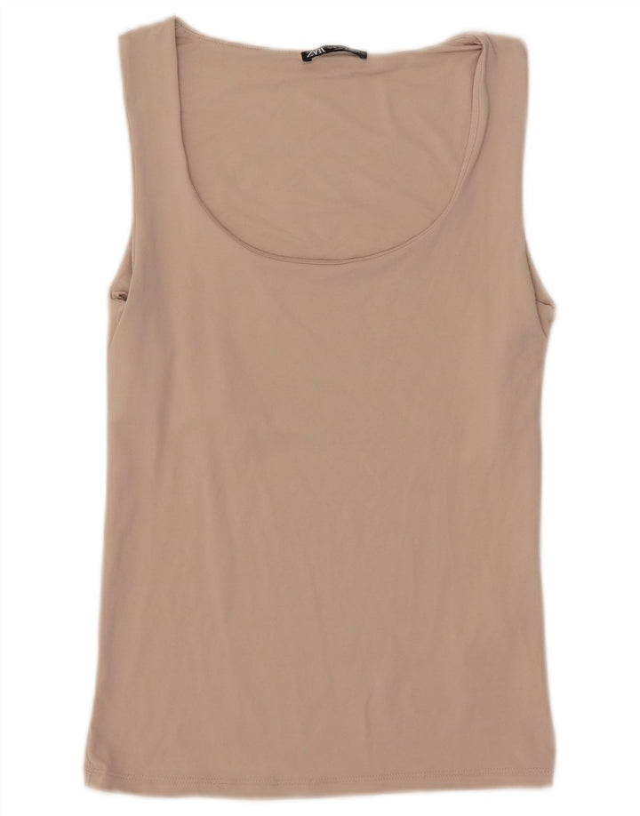 Zara Damevest Top UK 12 Medium Beige Polyamid