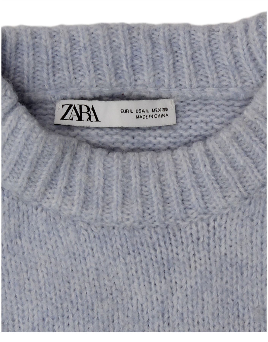 Zara Dame Oversized Crew Neck Jumper Sweater UK 16 Large Blue