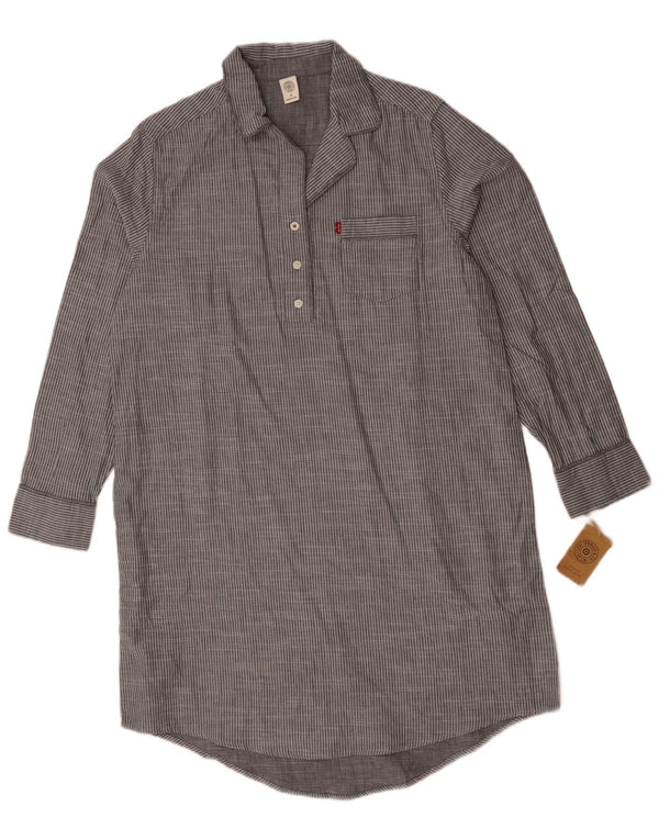 Levi's Dame Pullover Shirt Dress UK 14 Medium Grey Nålestribet bomuld