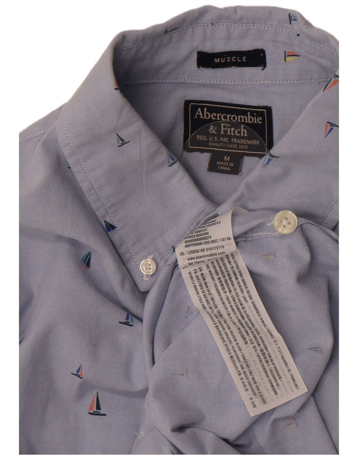 Abercrombie & Fitch Herre Muscle Shirt Medium Blue Spotted Bomuld