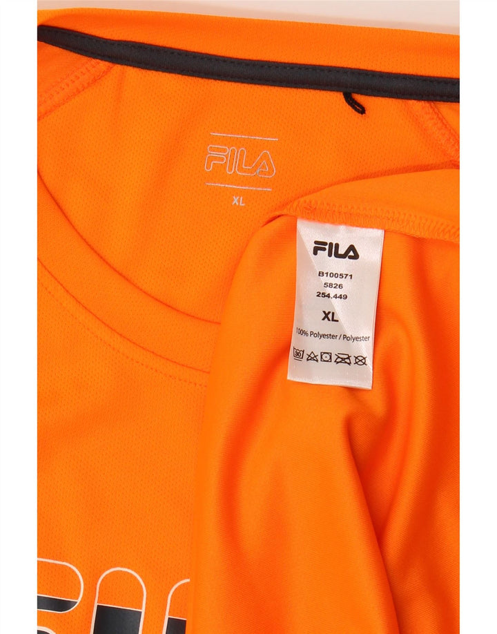 FILA Mens Graphic T-Shirt Top XL Orange Polyester Vintage Fila and Second-Hand Fila from Messina Hembry 