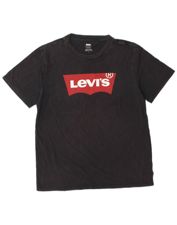 Levi's Dame Standard Grafisk T-Shirt Top UK 14 Medium Sort