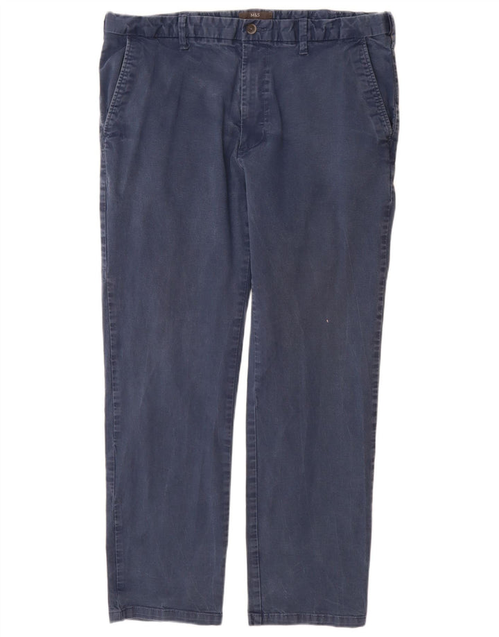 Marks & Spencer Herre Regular Fit Chinobukser W38 L31 Marineblå Bomuld