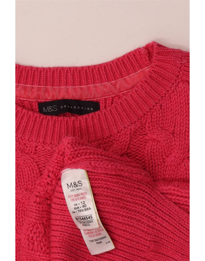 Marks & Spencer Dame Boat Neck Jumper Sweater UK 12 Medium Pink Bomuld