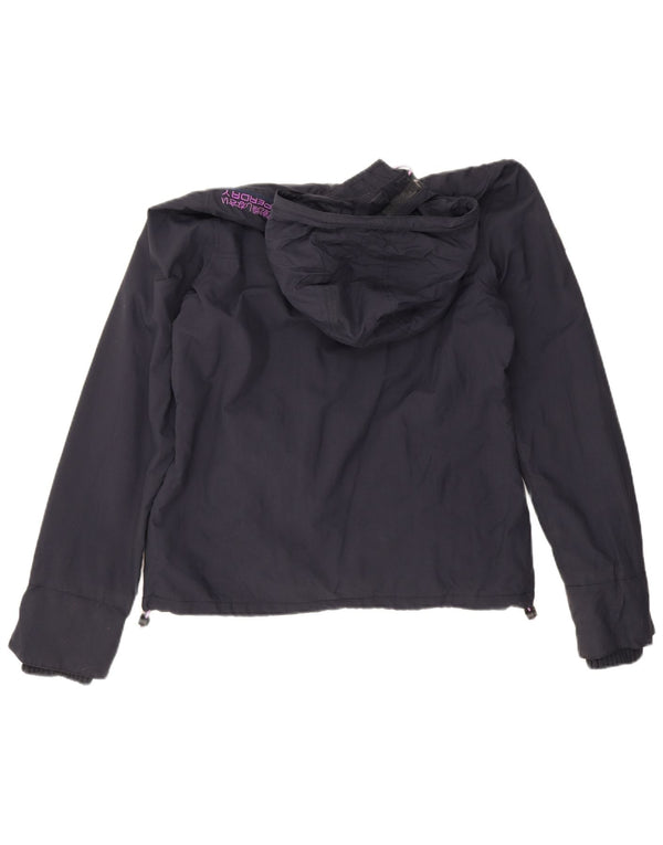 Superdry Womens Graphic Windbreaker Jacket UK 14 Medium Navy Blue