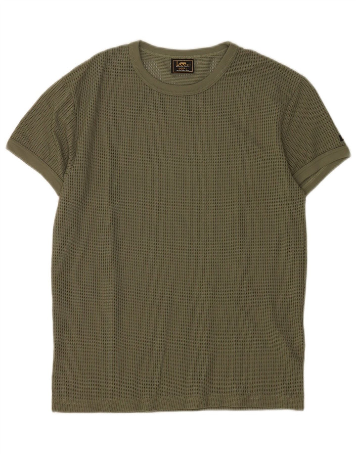 Lee Dame Se Through T-Shirt Top UK 14 Large Khaki