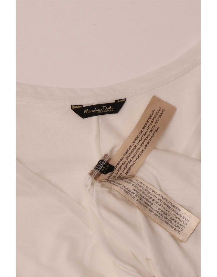 Massimo Dutti Dame Se Through Top Langærmet UK 12 Medium White Lyocell