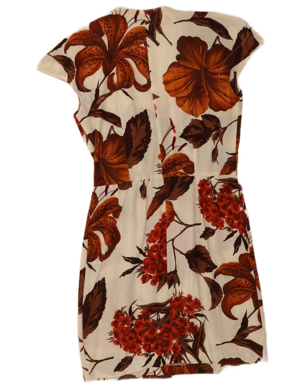 Therese Baumaire Dame slå-om-kjole EU 42 Large White Floral Viscose
