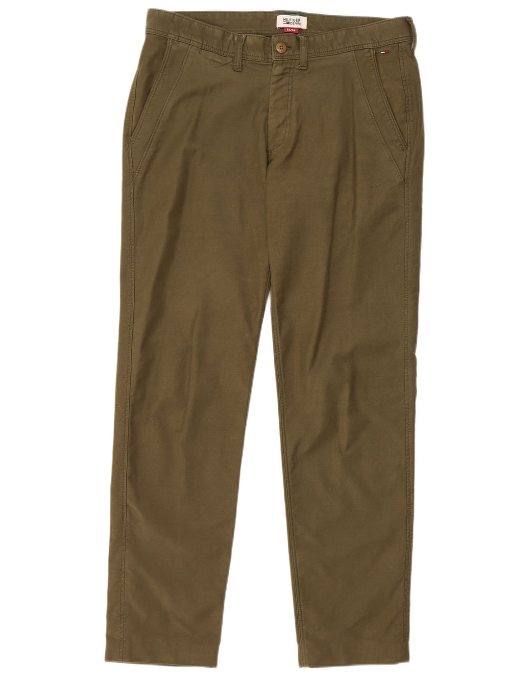 TOMMY HILFIGER Slim Chino-bukser til mænd W33 L31 Khaki Bomuld