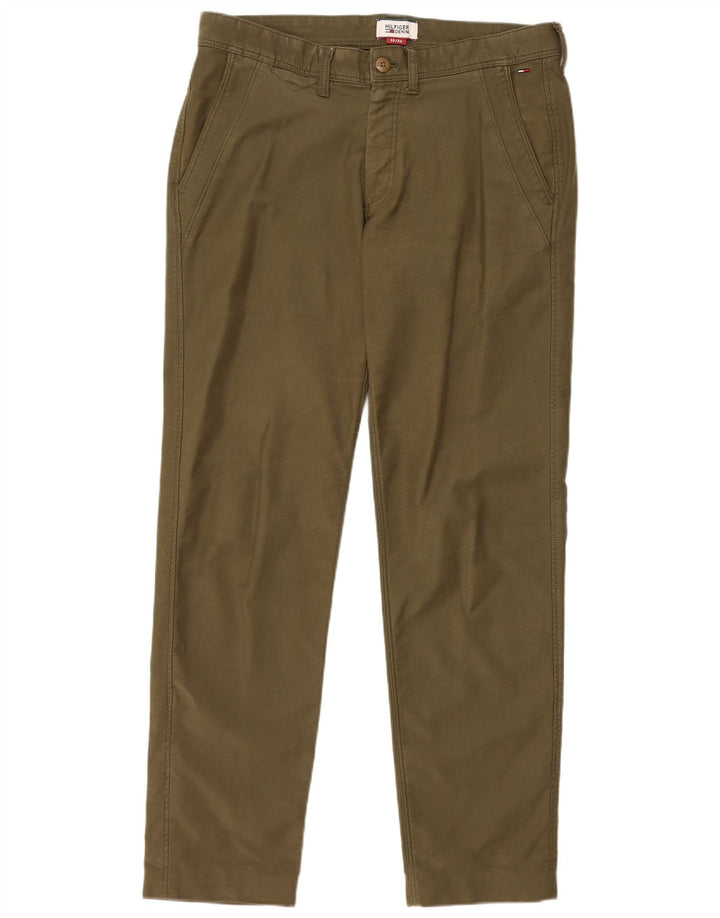 TOMMY HILFIGER Slim Chino-bukser til mænd W33 L31 Khaki Bomuld