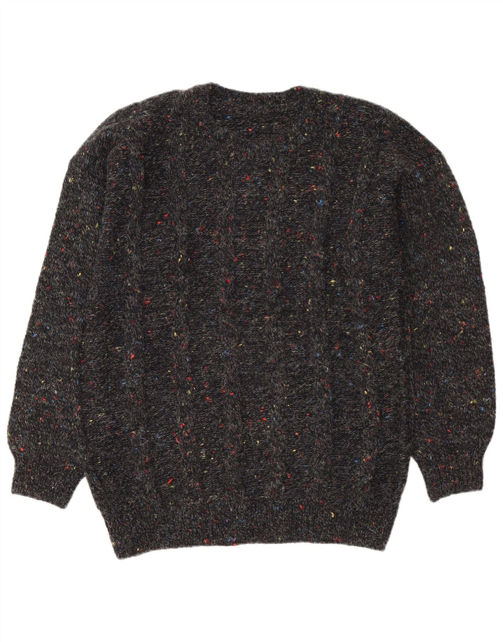 Vintage herre rund hals sweater stor sort flækket