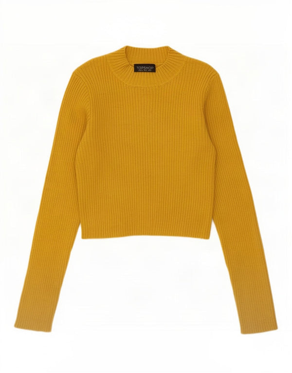 Topshop Dame Crop Turtle Neck Jumper Sweater UK 12 Medium Yellow