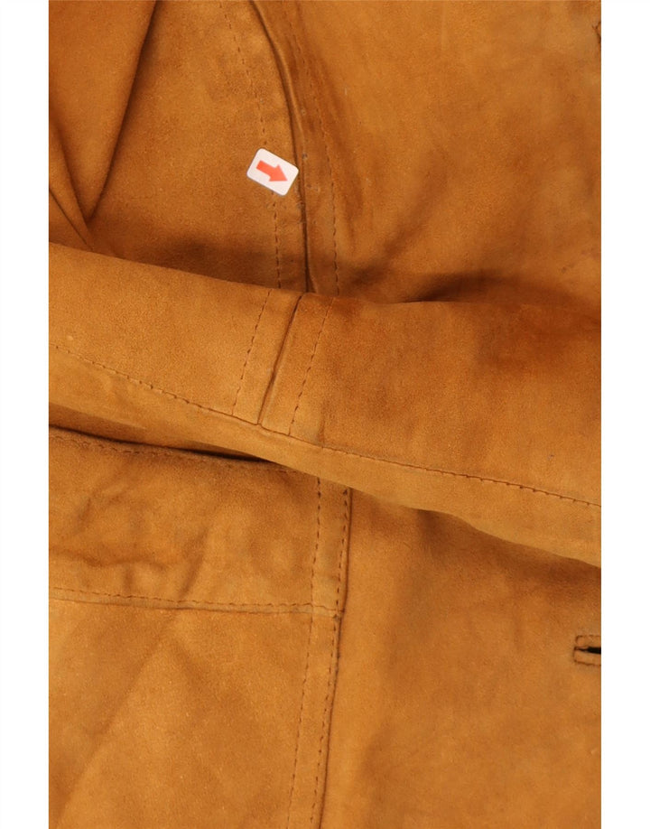 Vintage dame 3-knaps ruskind blazerjakke UK 14 medium brunt læder