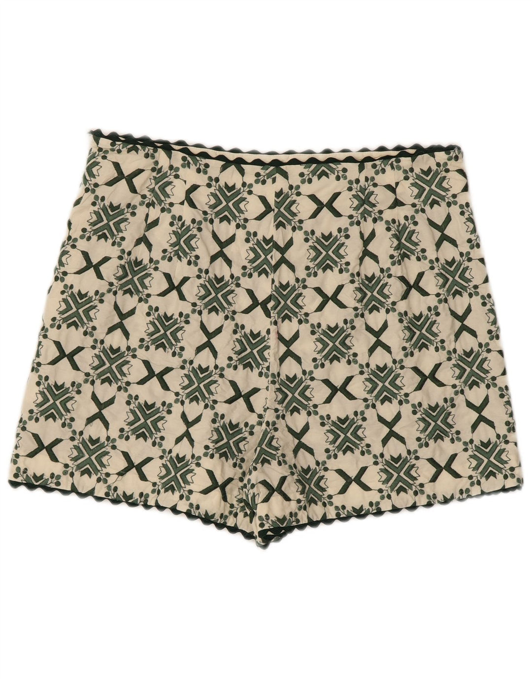 Zara Casual Shorts til kvinder Store W30 Off White Geometriske