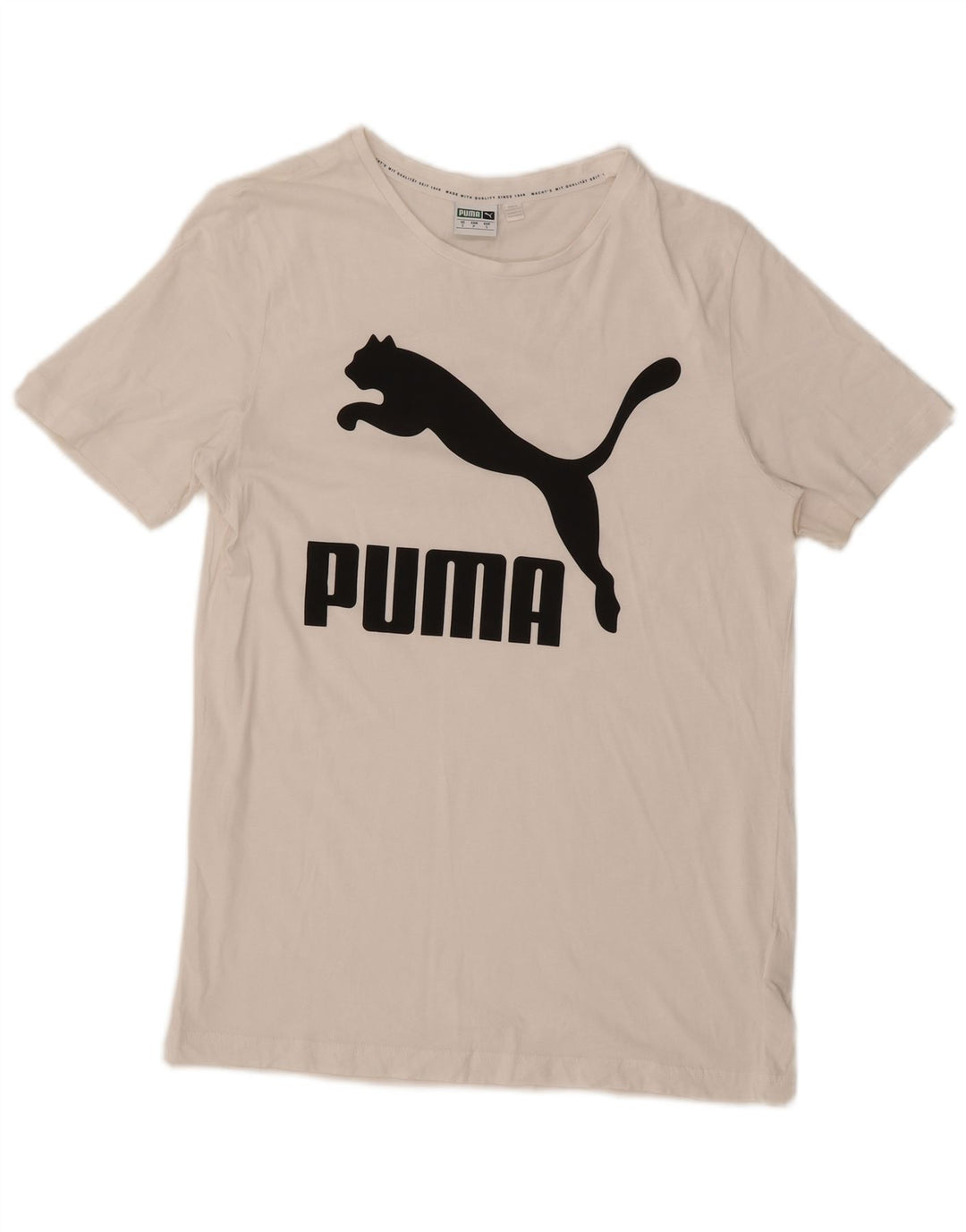 Puma Herre Grafisk T-Shirt Top Lille Hvid Bomuld