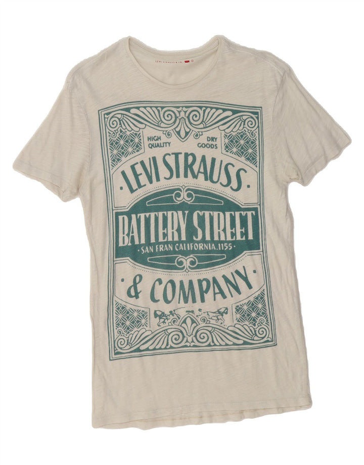 LEVI'S Womens Graphic T-Shirt Top UK 10 Small Grey Vintage Levi's and Second-Hand Levi's from Messina Hembry 