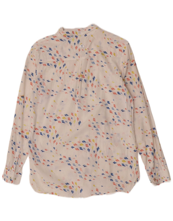 Barbour Womens Relaxed Fit skjorte UK 10 Lille hvid geometrisk bomuld