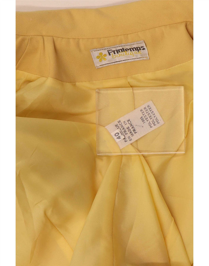 Vintage Dame Dobbeltradet Blazer Jacket IT 40 Small Yellow Classic