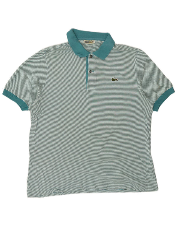 Lacoste herre poloshirt mellemblå stribet bomuld
