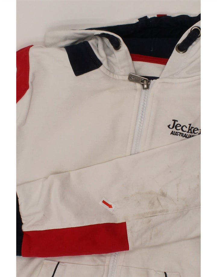 JECKERSON Drenge grafisk hættetrøje med lynlås 9-10 år Hvid Colourblock