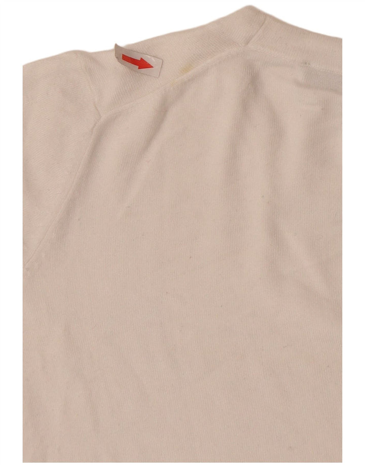Zara Womens Crop Crew Neck Jumper Sweater UK 10 Small White