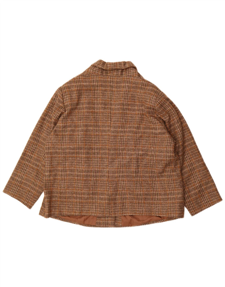 Vintage dameoversize blazerjakke UK 16 Large Brown Houndstooth