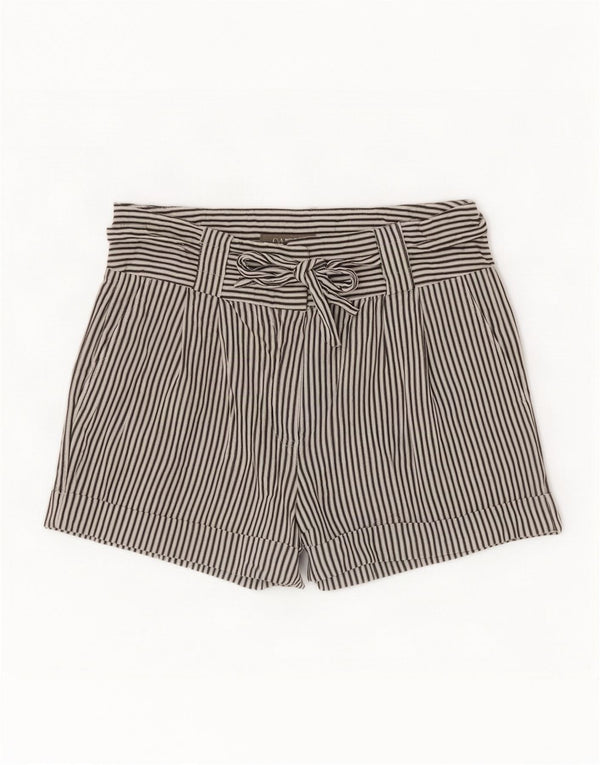 Oasis Womens Hot Pants UK 8 Small W28 White Pinstripe Bomuld