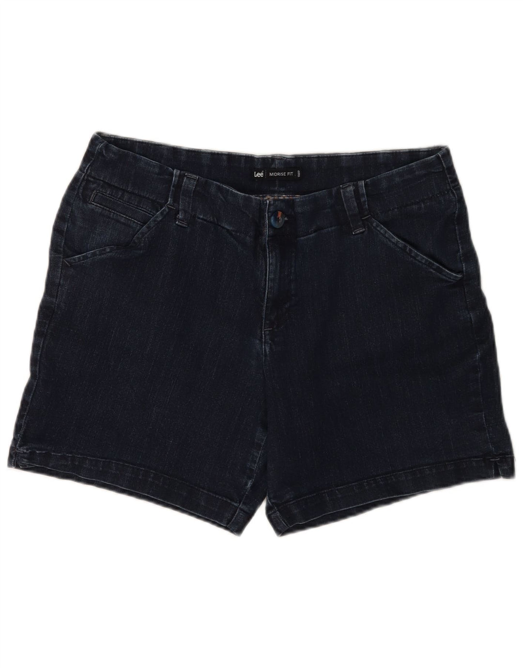 LEE Dame Mid Rise Denim Shorts US 12 Large W34 Navy Blue Bomuld