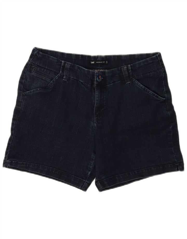 LEE Dame Mid Rise Denim Shorts US 12 Large W34 Navy Blue Bomuld