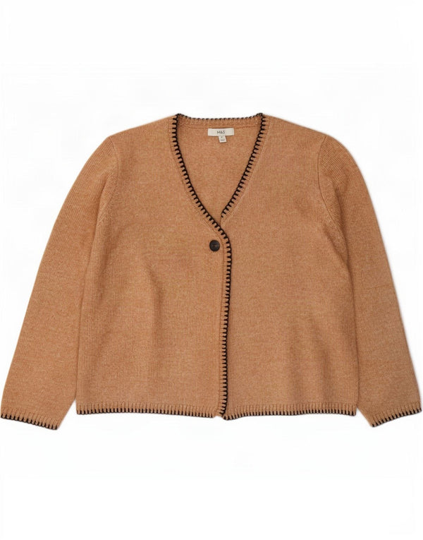 Marks & Spencer Womens Oversized Cardigan Sweater UK 18 XL Brown Flecked