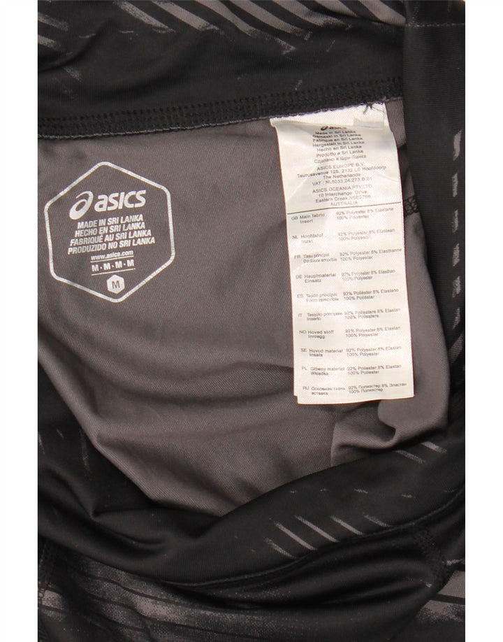 Asics Womens Leggings UK 12 Medium Black Camouflage Polyester