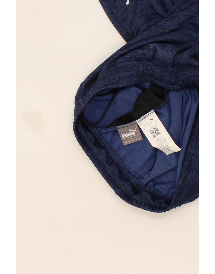 PUMA Mens Sport Shorts Large  Navy Blue Flecked Polyester Vintage Puma and Second-Hand Puma from Messina Hembry 