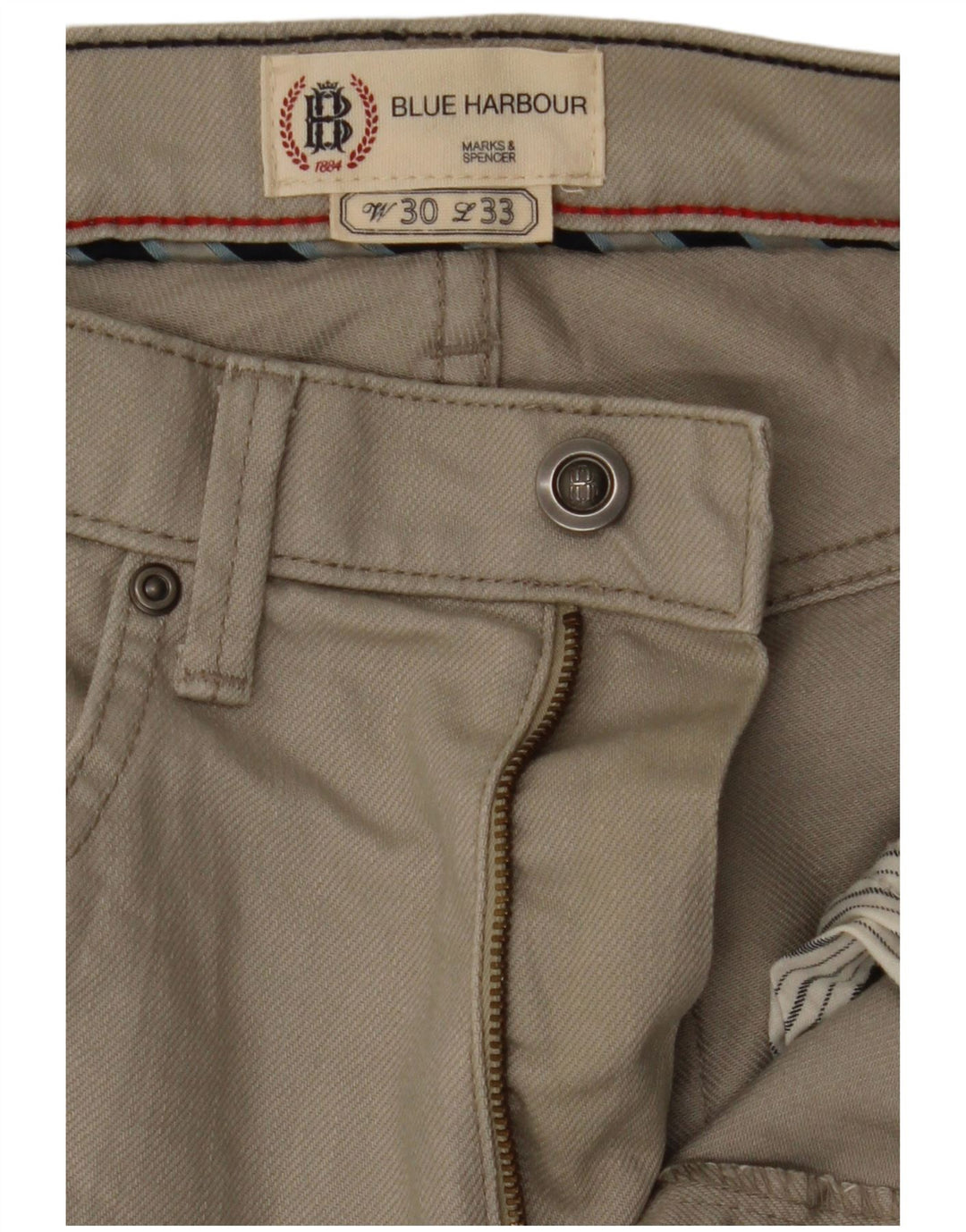 Marks & Spencer Herre Blue Harbor Straight Casual Bukser W30 L30 Grå