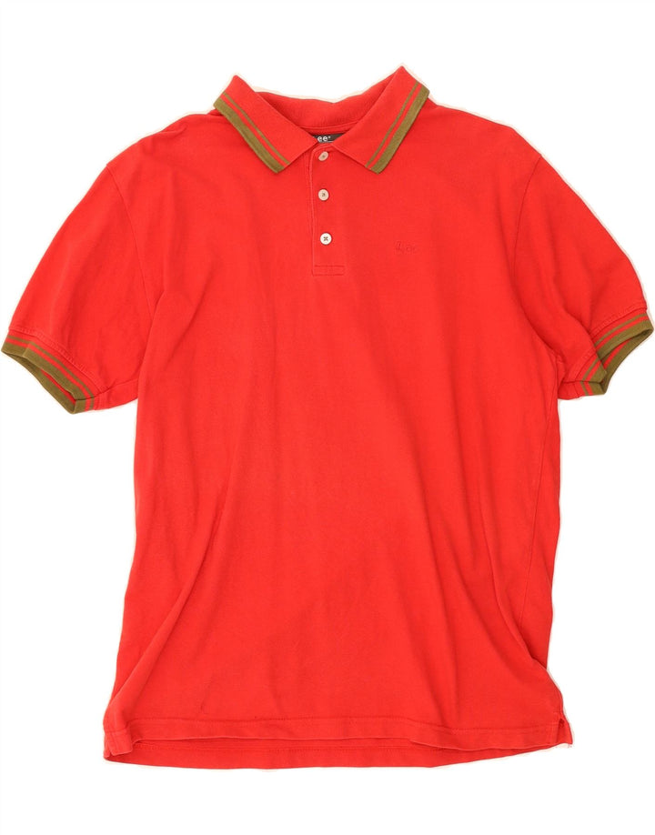 LEE Mens Polo Shirt Large Red Cotton Vintage Lee and Second-Hand Lee from Messina Hembry 