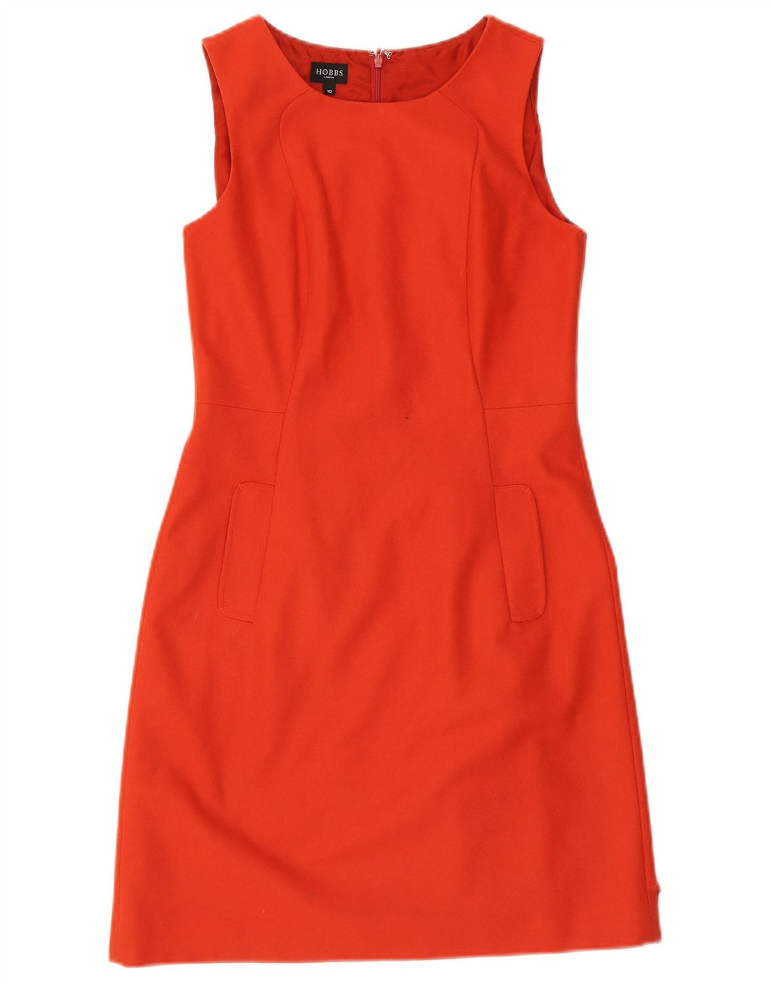 Hobbs Dame Ærmeløs Skede Kjole UK 10 Lille Rød Uld