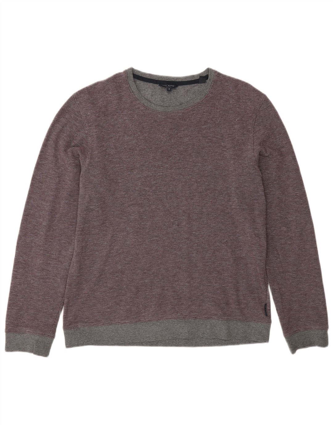 Ted Baker Herre Crew Neck Jumper Sweater Størrelse 3 Medium Bourgogne bomuld