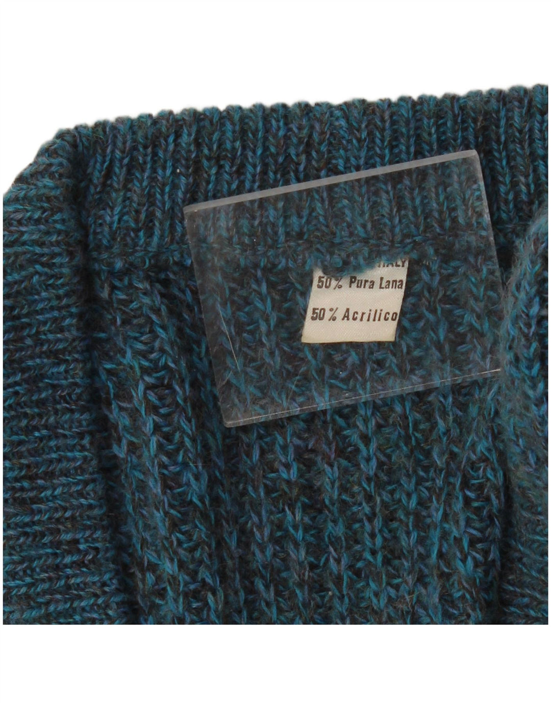Vintage herre Regular Fit V-hals sweater Medium Blue Flecked Uld