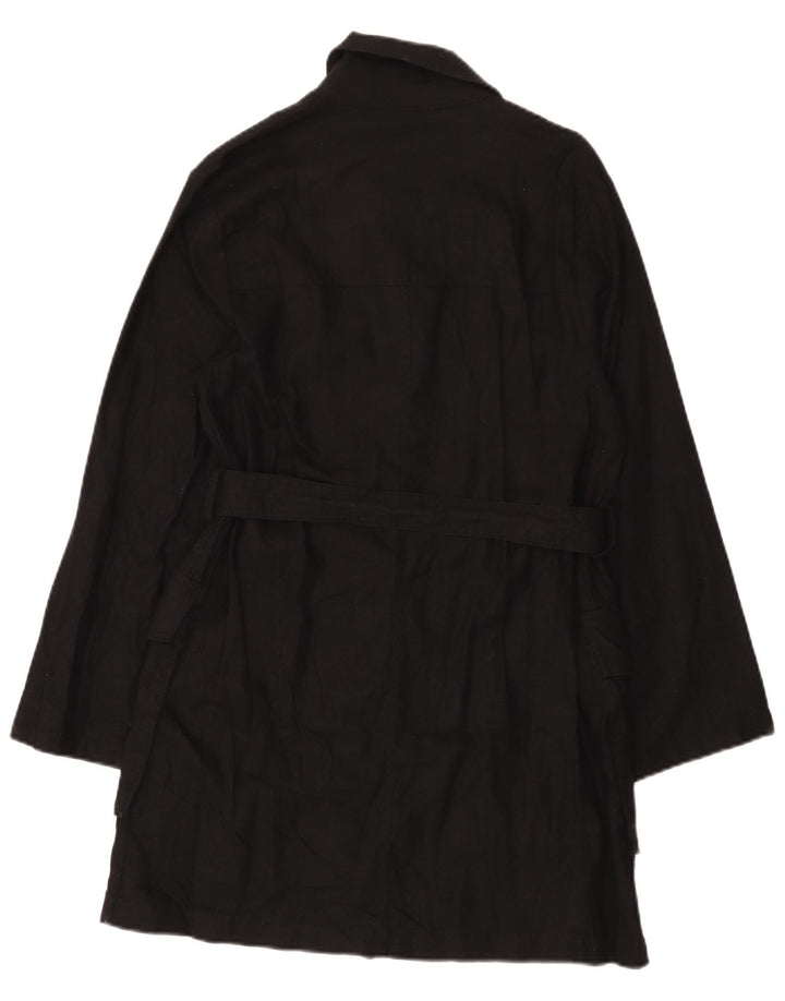 Zara Womens Utility Overcoat UK 14 Medium Black Linen