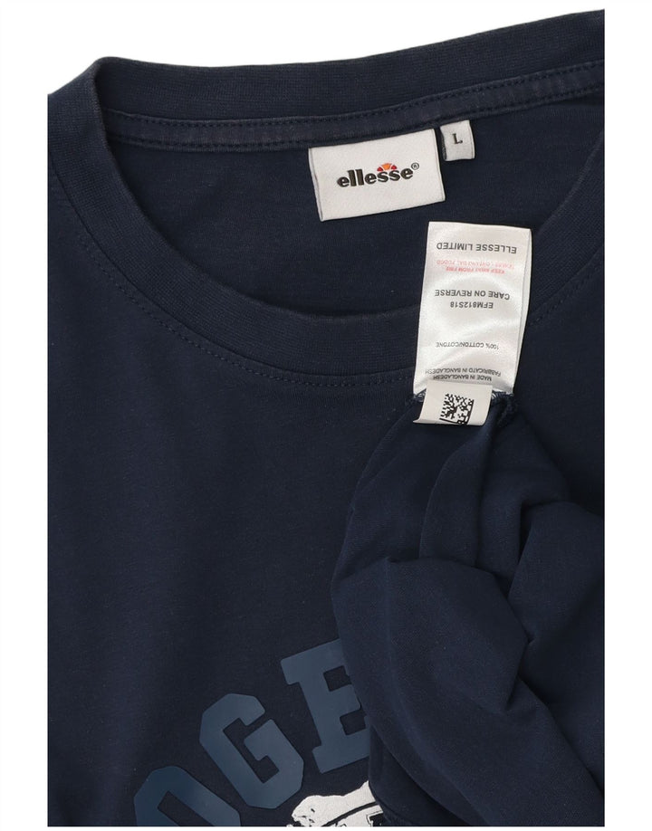 Ellesse Herre Grafisk T-Shirt Top Stor Marineblå Bomuld