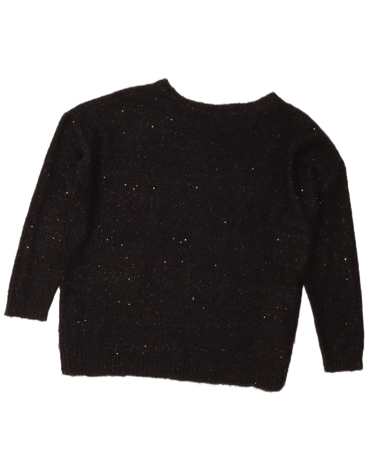 Marks & Spencer Dame Oversized Boat Neck Jumper Sweater UK 14 Large Black