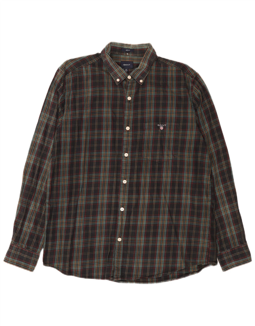 Gant Herre Regular Fit Flanellskjorte Størrelse 42/43 17 2XL Flerfarvet Ternet