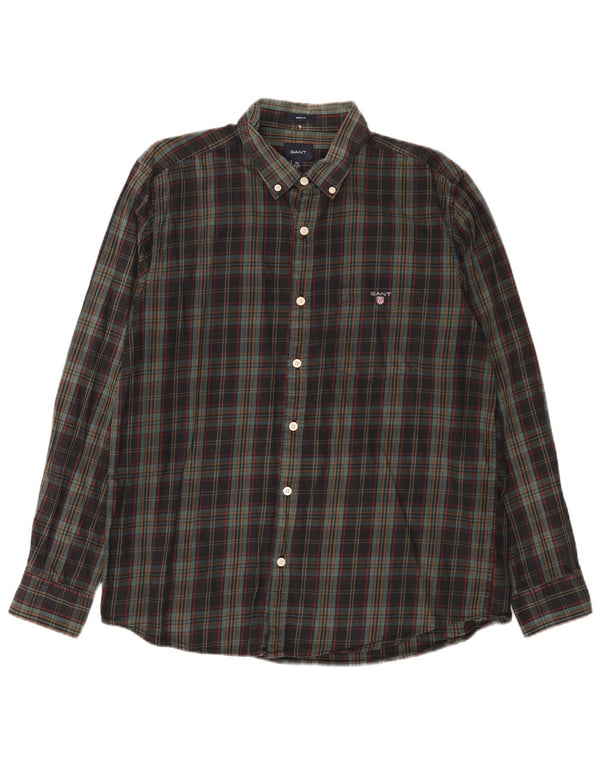 Gant Herre Regular Fit Flanellskjorte Størrelse 42/43 17 2XL Flerfarvet Ternet