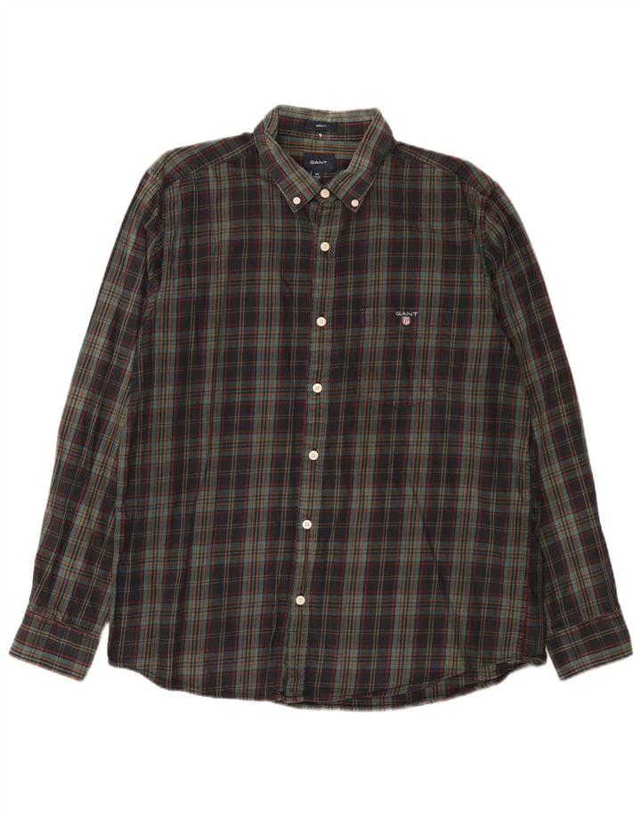 Gant Herre Regular Fit Flanellskjorte Størrelse 42/43 17 2XL Flerfarvet Ternet