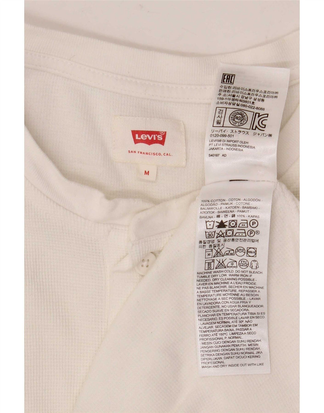 Levi's Herre Top Langærmet Medium Hvid Bomuld