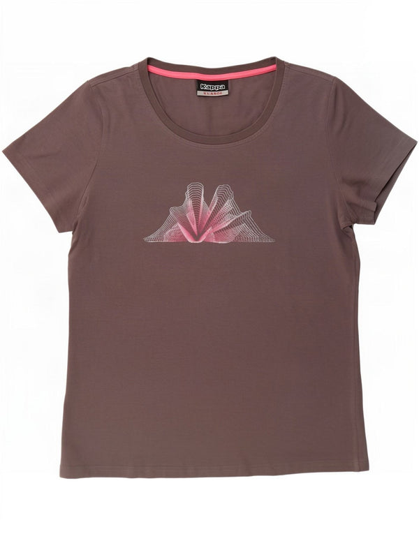 Kappa Kortærmet Regular Grafisk T-Shirt Top UK 18 XL Grå Bomuld