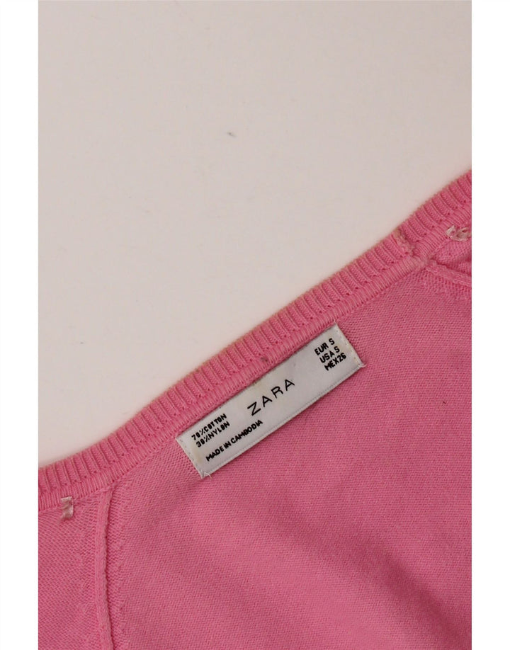 Zara Dame Cardigan Sweater UK 10 Small Pink